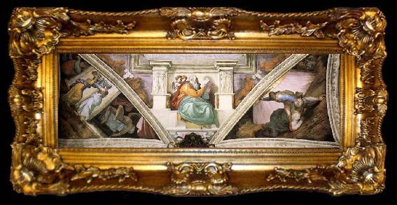 framed  Michelangelo Buonarroti Frescoes above the entrance wall, ta009-2
